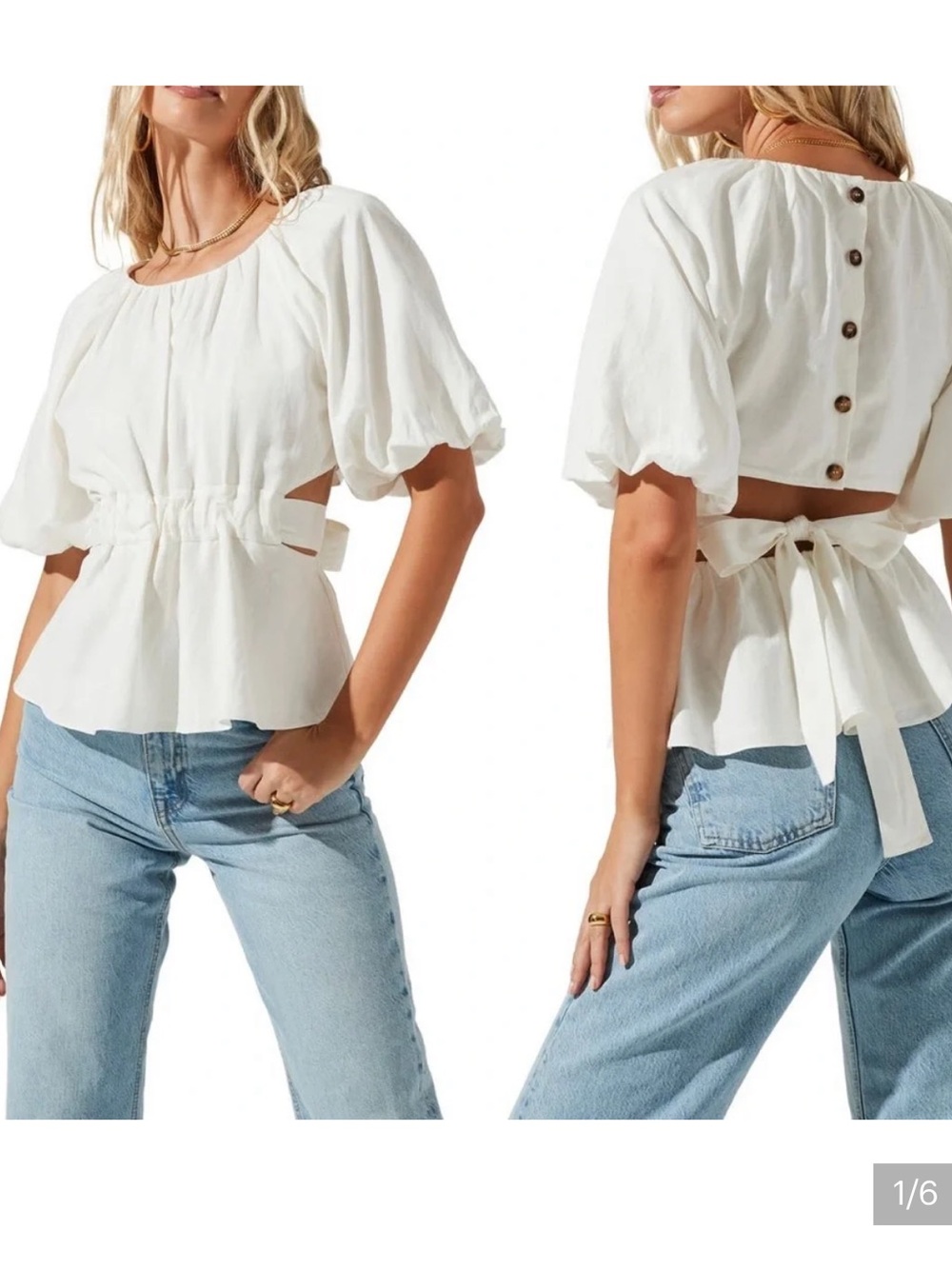 ASTR the label Vendetti open back linen blend top size S